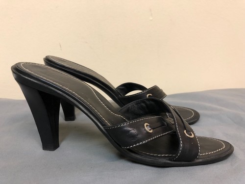 TOD’S Scarpe Tod's donna in pelle con tacco incrociato slide colore nero misura 10 5
