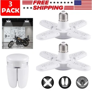 3x E27 LED Garage Light Bulb 60W Deformable Ceiling Fixture Lights Workshop Lamp - Picture 1 of 14