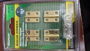 4 pc Solid Brass 1" Narrow Hinges with Screws - Picture 1 of 2