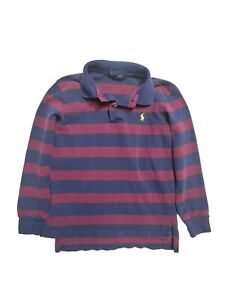 Polo Ralph Lauren Boy's Long Sleeve Polo Shirt  Striped  7 Blue Red