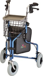NOVA Traveler 3-Wheel Rollator Walker, All Terrain 8” Wheels BLUE - OPEN BOX - Picture 1 of 9