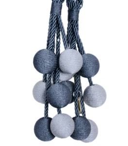 LUXUS VORHANG HALTER GARDINEN RAFFHALTER GARDINENSCHMUCK QUASTE mit KORDEL KUGEL - Picture 1 of 4