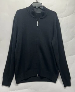Cellini Mens Size XL Black Long Sleeve 1/4 Zip Wool Cashmere Pullover Sweater - Picture 1 of 9