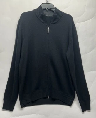Cellini Mens Size XL Black Long Sleeve 1/4 Zip Wool Cashmere Pullover Sweater - Image 1 of 4