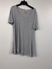 Lularo Womens Short Sleeve Shirt, Grey/White Stipped Shirt, Medium