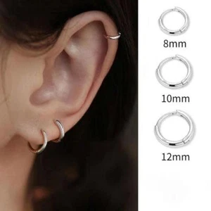Pendientes Huggie de aro con bisagras pequeños de 8/10/12 mm para mujer y hombre $ - Imagen 1 de 15