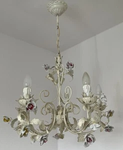 Schöner italienischer Florentiner Blumen- Shabby Chic Kronleuchter - Bild 1 von 11