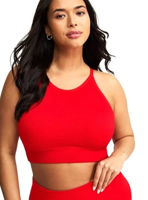 Bralette de cuello alto acanalado sin costuras tórrido. Rojo. ¡Nuevo con etiquetas! Foto 1 de 4