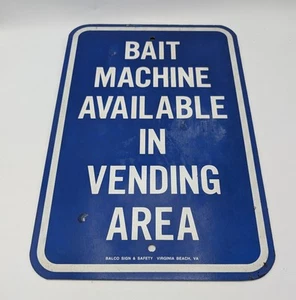 Vintage City Government Live Bait Machine in Vending Area Sign Fishing 18x12  - Picture 1 of 5