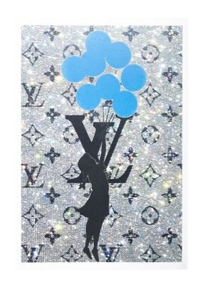 Balão DEATH NYC menina Louis Vuitton assinado edição limitada impressão certificado de autenticidade Banksy Art - Imagem 1 de 4