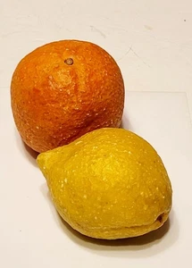 Piedra de alabastro italiana vintage fruta naranja y limón 2 piezas - Imagen 1 de 9