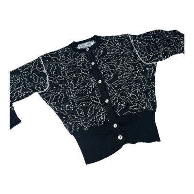 Cárdigan de Lana Negro Gianni Versace Años 80 RARO - Geométrico - Envejecido  Foto 1 de 4