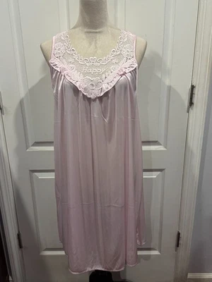 Camisón rosa claro sedoso sin mangas para mujer talla 4XL 37"Lx25"W Foto 1 de 4