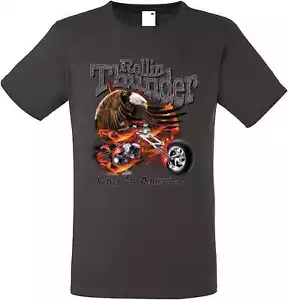 Graphite T shirt with a biker, chopper & old school motif model Rollin - Picture 1 of 2