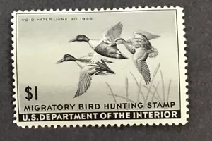 US 1945 F MH Sc#RW12 Federal Duck Stamp, (W28) - Picture 1 of 2