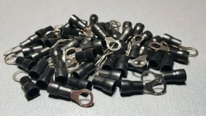 10/20/50Pcs RV2-5S Black Insulated Crimp Ring Terminal Suits 1.5-2.5mm² 16-14AWG - Picture 1 of 4