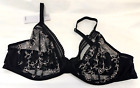 NEW! M&S Marks & Spencer 42A black embroidered non-padded underwired plunge bra