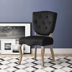 Modway Array Vintage French Performance Velvet Dining Side Chair in Black - Picture 1 of 6
