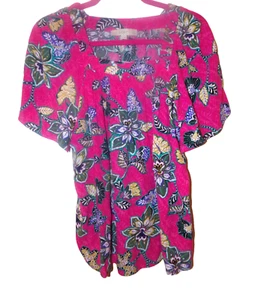 NWT LOFT SZ.SMALL PETITE MULTI COLOR FLORAL SHORT FLARE SLEEVE TOP - Picture 1 of 7