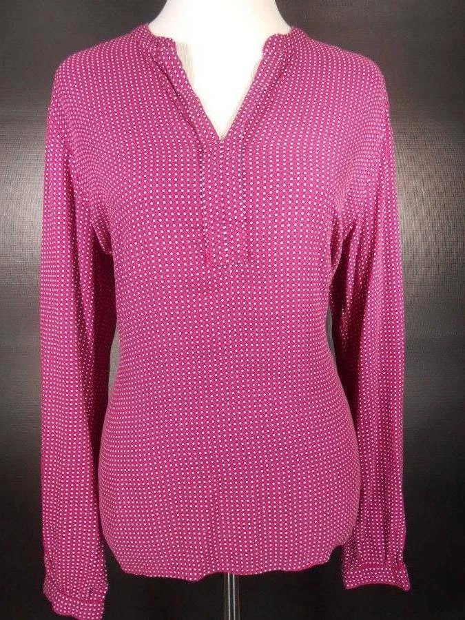 Linda Blusa Feminina Grande Tommy Hilfiger Roxa Geométrica Manga Longa - Imagem 1 de 4