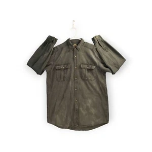 Cabela's Outdoor Gear Denim Button Shirt Size Large Tall Destressed Brown - Picture 1 of 9