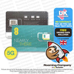 🚀 UK 5G DATA CALL TEXT PAYG Travel SIM Hotspot United Kingdom NO CONTRACT EE