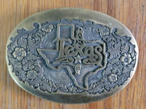 Vintage Solid Brass Texas Belt Buckle Award Design Metals - Picture 1 of 7