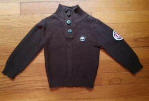 Toddler Boy 3T Timberland Brown cable Knit 1/4 Button Down/pullover Sweater - Picture 1 of 4