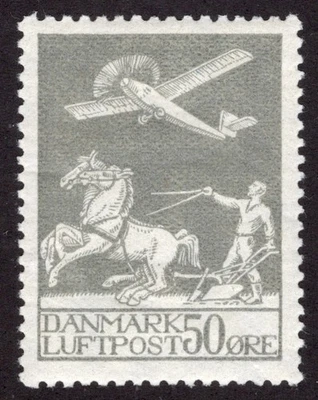 DINAMARCA 1929 SC #C4 EN ESTADO BASTANTE BUENO MH* 50º correo aéreo cv $130,00 *Sellos de bahía* Foto 1 de 2