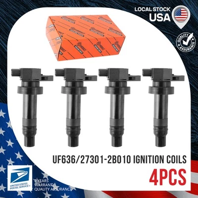 27301-2B010 4Pcs Ignition Coil UF636 Fit For 2012-2015 Hyundai Accent Kia Rio - Image 1 of 4