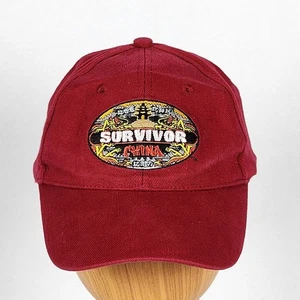 2007 Survivor China verstellbarer Riemen rot bestickt Baumwolle Mütze - Bild 1 von 16