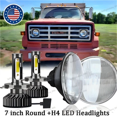 2X PUNTOS 7 pulgadas LED faros de haz alto bajo aptos para GMC C5000 C6000 C7000 1979-1990 Foto 1 de 4