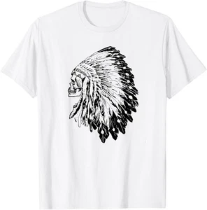 Camiseta con capucha diseño indio nativo americano vintage - calavera y tocado - Imagen 1 de 9