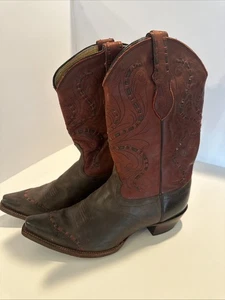 STIVALI DA COWBOY DONNA TONY LAMA VANQUERO MOKA SIENNA BRN PELLE PUNTA ALARE 10 B - Foto 1 di 9