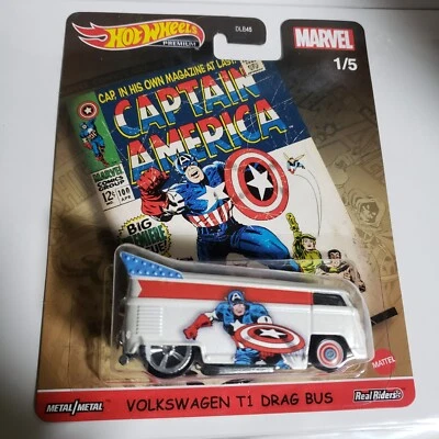 Hot Wheels 2021 Pop Culture - VW T1 Drag Bus (Marvel - Captain America) - New D - Image 1 of 4