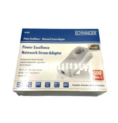 Schwaiger AV500 Netzwerk Strom Powerline Adaper Set Transmitter 500Mbps G622 - Bild 1 von 2