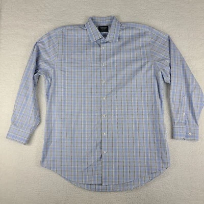 Camisa de vestir Nordstrom para hombre 17 34/35 azul marrón a cuadros ajuste tradicional abotonada Foto 1 de 4