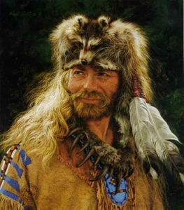 And a Grizzly Claw Necklace print by Western Artist Paul Calle, Mountian Man - Picture 1 of 1