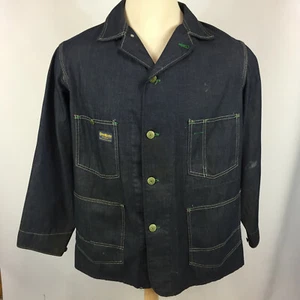 Vintage Sanforized Osh Kosh Distressed Denim Barn Work Chore Coat Jacket Union - Picture 1 of 7