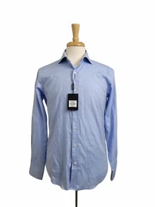 NWT $149 BUGATCHI Men's Sky Blue w/ Guitar Pattern Dress Shirt Size S - Picture 1 of 9