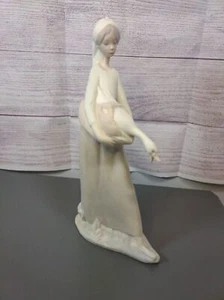 Tang Porcelain Maiden & Goose Figurine Handmade in Spain RARE 1960s - Picture 1 of 7