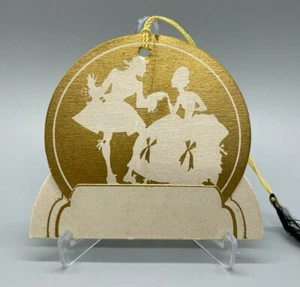 Vintage Art Deco Bridge Tally & Place Card Colonial Couple, Gold 2 Piece, Unused - Picture 1 of 4