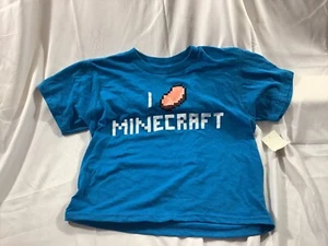 Mojang I Love Porkchop Minecraft shirt Boys Small 6-7 Blue short sleeve NEW - Picture 1 of 4