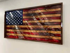 Rustic Wooden American Flag, - Bild 1 von 9