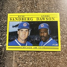 #713 Ryne Sandberg / Andre Dawson - Chicago Cubs - 1991 Fleer Baseball 100 Club
