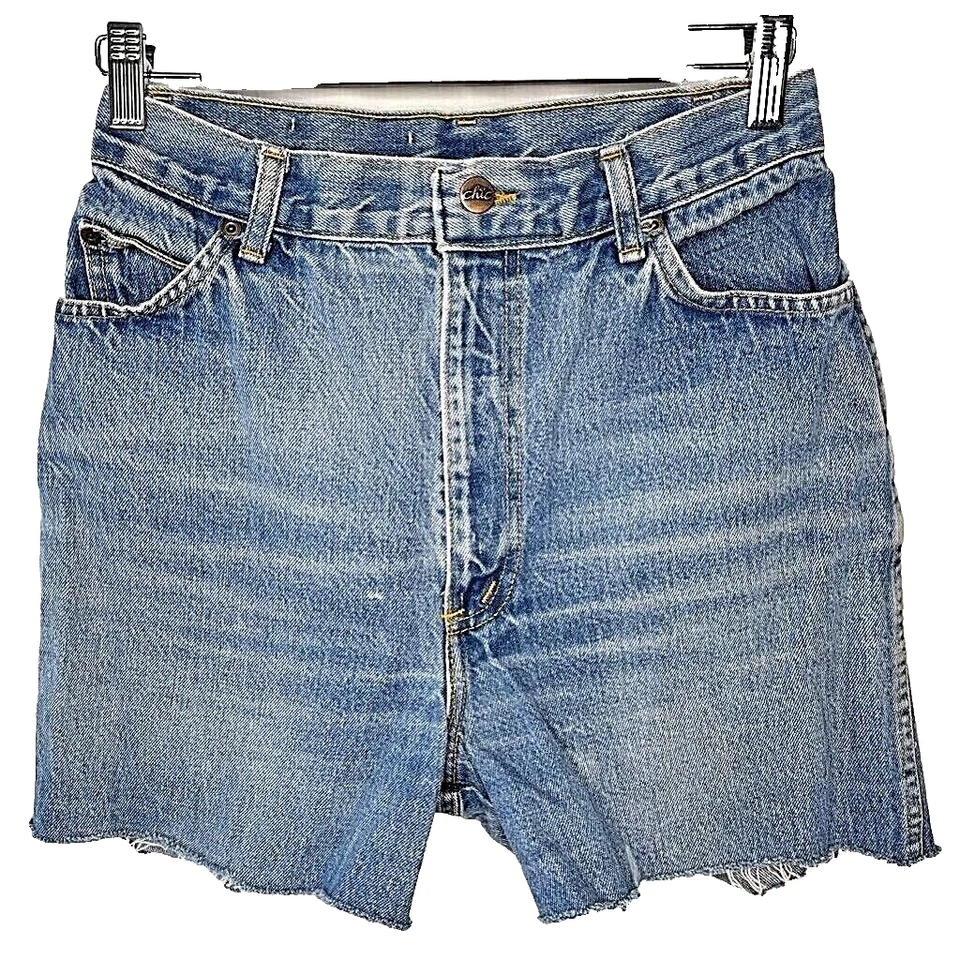 Pantalones Cortos Chic By h.i.s Para Mujer Jean Azul Deshilachado Dobladillo Alto Vintage Tiro Denim 13/14 Foto 1 de 4