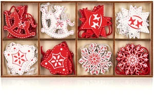 BRUBAKER 24-Pcs Christmas Pendant Set - Rocking Horses Stars Bells - - Picture 1 of 12