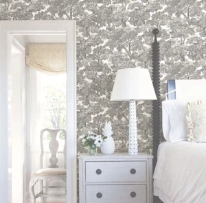 Chesapeake Brewster SCH12542 Spinney Black Toile Wallpaper 3 Double Roll NEWread - Picture 1 of 9