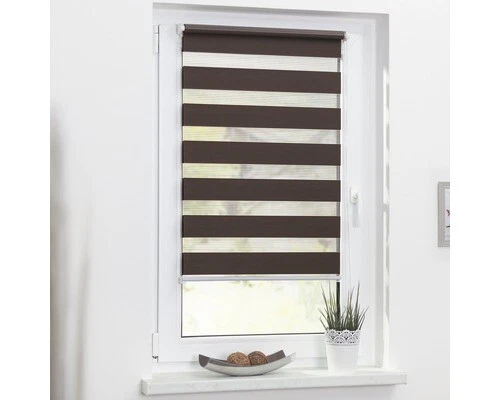 Lichtblick Duo-Rollo Klemmfix ohne Bohren Doppelrollo Vario Rollo Easyfix Dunkelbraun 150 cm 70 cm KDR.070.150.18