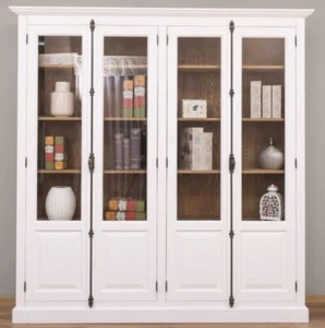 Casa Padrino vetrina stile country bianco/marrone 205x H210 cm armadio legno massello - Foto 1 di 5